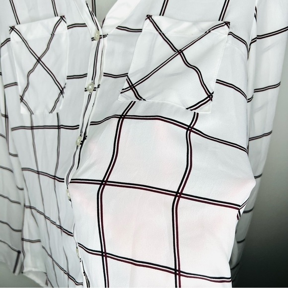 Express White Plaid Double Breasted Portofino Dress Shirt Size Extra Small - Picture 7 of 13